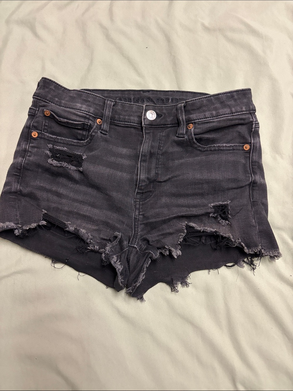 American Eagle Outfitters Distressed Black Denim Shorts